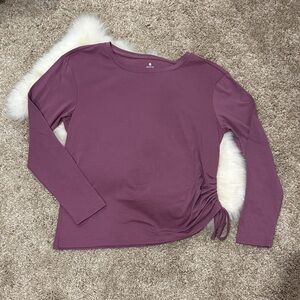 Apana Women’s Athletic Long Sleeve Ruched Side Top in Purple Magenta Plum Size M